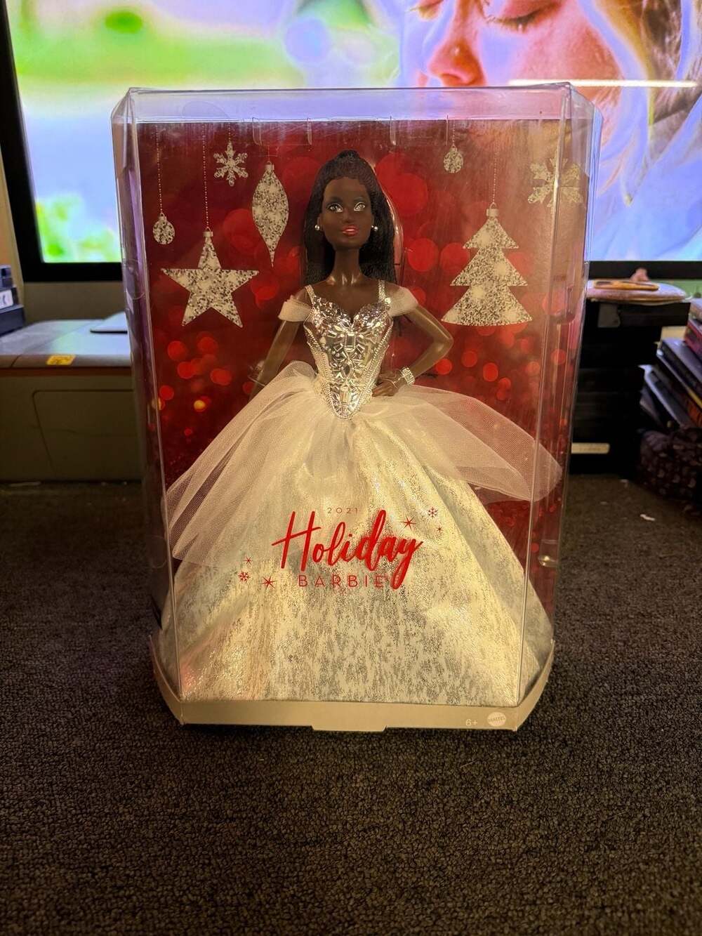 Mattel Barbie Signature 2021 Holiday Barbie Doll with Brunette Braids in Sparkli